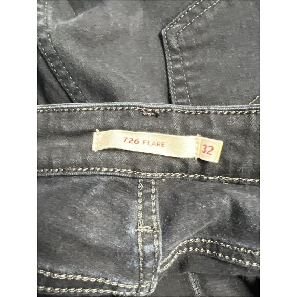 Levis Jeans Womens 32 Black 726 Flare High Rise Slim Premium Stretch‎ Denim - Picture 3 of 9